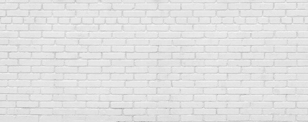 White painted brick wall urban Background panorama in high resolution
