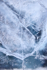 ice texture cracks baikal, abstract background winter ice transparent blue
