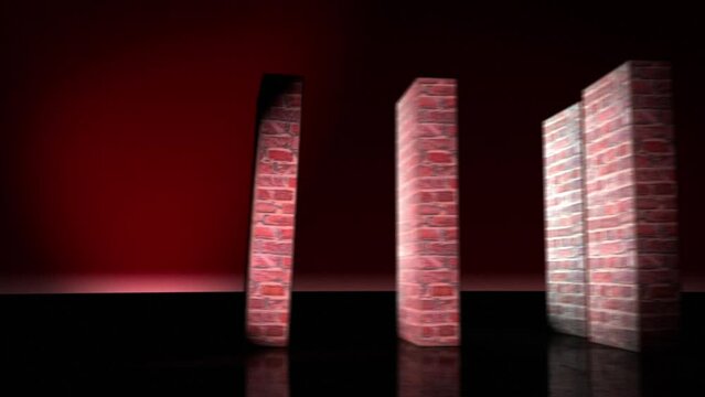 Dominoeffekt mit zerbrechender Mauer