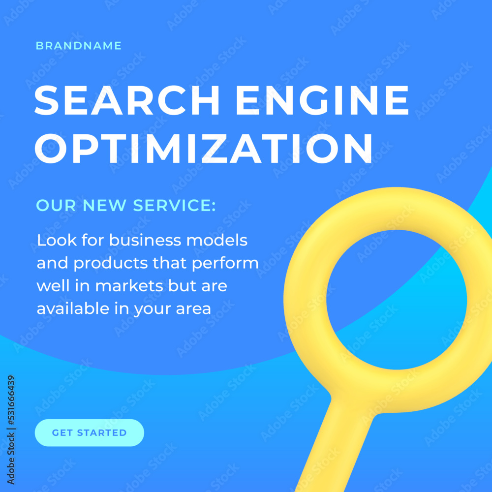 Aufkleber search engine optimization seo algorithm magnifying glass social media post realistic 3d icon vector