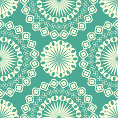 Fototapeta na wymiar Repetitive abstract circles vector background. Oriental mandala seamless pattern.