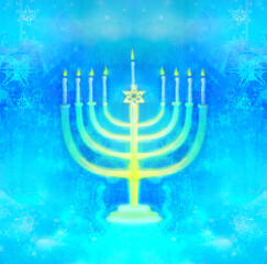 Hanukkah Greeting Card - artistic holiday banner