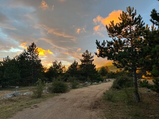Sunset at Veliko rujno, Velebit mountain in Croatia