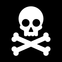 skull and cross bones logo icon flat vector illustration clipart