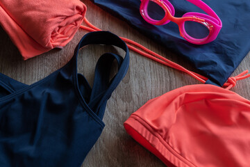 Swimming kit for girls, swimsuit, goggles, hat and towel