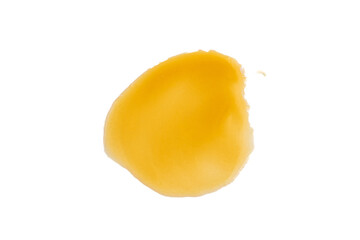 Top view honey spread on white background.