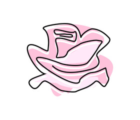 rose logo. flower art thin outline. rose logo isolate continuous line