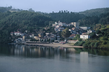 Fototapeta na wymiar View of Arnelas Beach located on the left bank of the Cascade River Douro, Portugal.