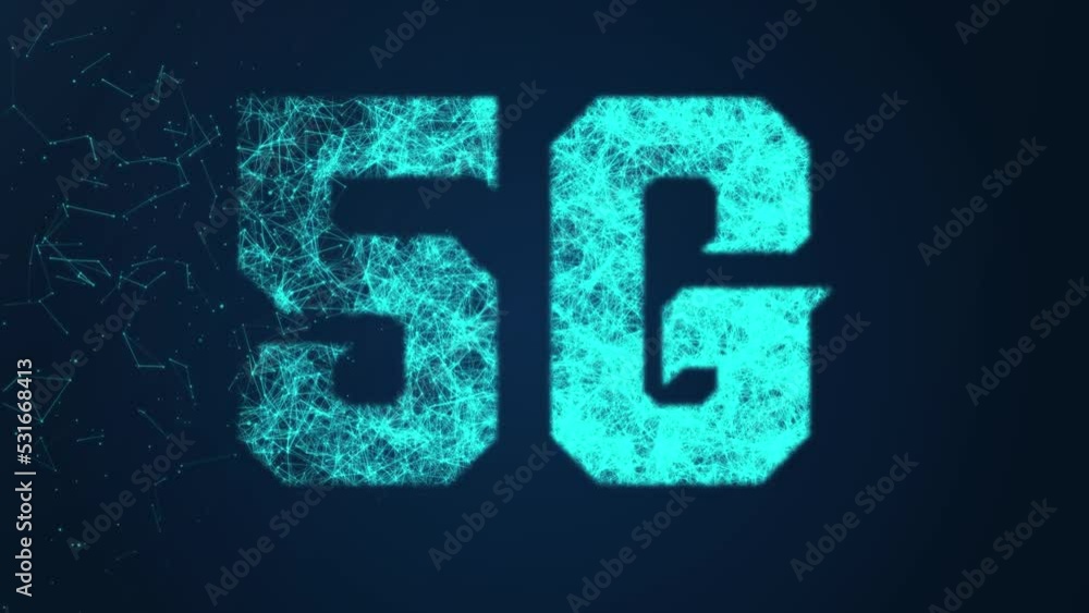 Aufkleber digital technology in 5g network link communication node and line digital background animated 1080p 