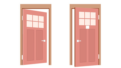 the pink door open for your love or love is open for you , the pink door for design your baby girl room, vector illustration 01