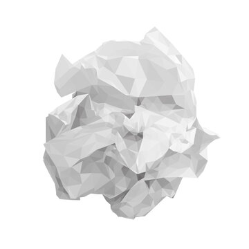 white crumpled paper ball low poly