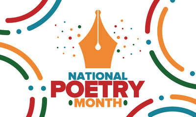 National Poetry Month in April. Poetry Festival in the United States and Canada. Literary events and celebration. Poster, card, banner and background. Vector illustration