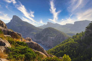 Amazing view over Cap de Formentor in the northeast of the balearic island of Majorca (Mallorca), Spain. Selective focus.