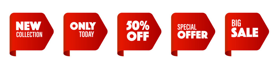 Set of advertising labels. Vector sale stickers isolated on white.