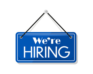 We're Hiring Vector Door Sign. Isolated on white.