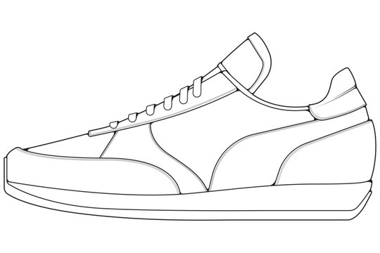 recommend clip art:  outline Cool Sneakers. Shoes sneaker outline drawing vector, Sneakers drawn in a sketch style.