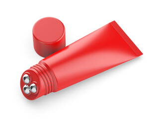 Blank Stainless Steel Roller Ball Applicator Cosmetic Container Tube With Cap, 3d render illustration.