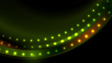 Green orange glitter shiny wave with sparkling lights background