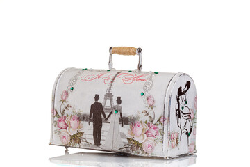 Cover for decorative sewing machine on a white background