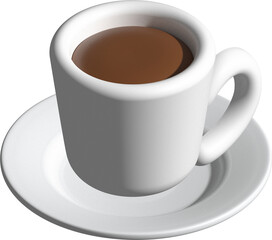 Cup of coffee icon isolated 3d render illustration isolated on transparent background