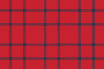 Plaid background, check seamless pattern in red. Vector fabric texture for textile print, wrapping paper, gift card or wallpaper.