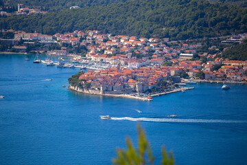 Fototapeta premium Korcula old town - view from Peljesac peninsula