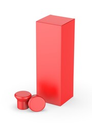 Wine and Beverage Bottle Reusable Silicone Cap Stopper Paper Box Mock Up. 3d Render Illustration.