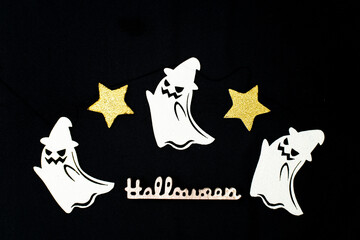 ハロウィンオバケの装飾とイニシャルブロック