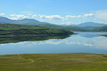 View of Fierza reservoir at Kukes in Albania
