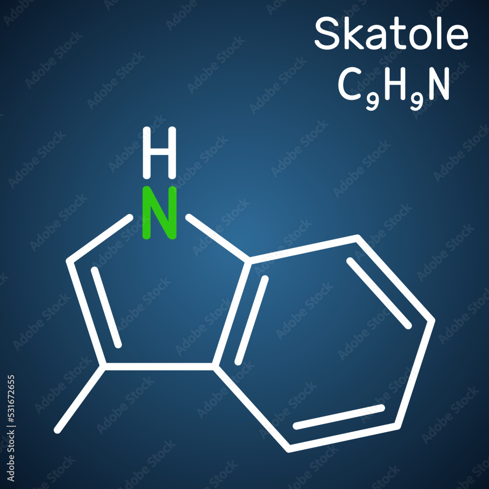 Canvas Prints skatole, 3-methylindole molecule. belong to the indole family, used as fragrance and fixative in man