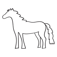 Horse. Outline illustration on white background.