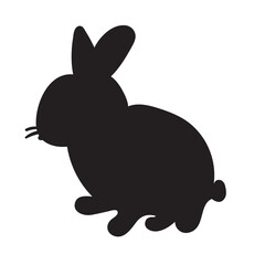 Rabbit. Silhouette. Hand drawn icon on white background.