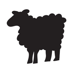 Sheep. Silhouette icon. Vector illustration on white background.