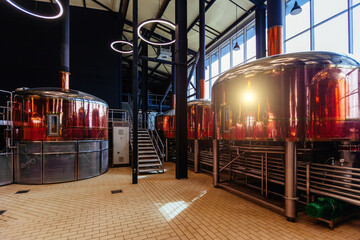 Modern brewery. Crafr beer production line