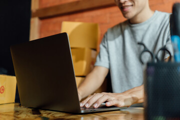 man working on laptop