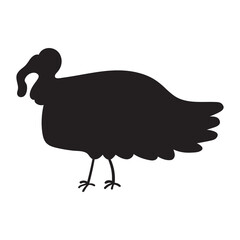 Turkey. Bird. Silhouette icon. Black color. Vector illustration on white background.