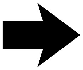 Sharp arrow icon. Straight black arrow pointing to the right. Black direction pointer