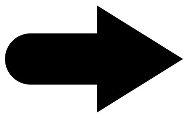 Obraz premium Straight arrow icon with rounded end. Black arrow pointing to the right. Black direction pointer