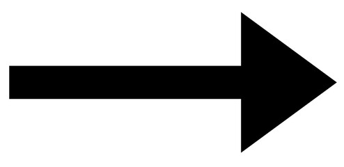 Straight arrow icon. Black arrow pointing to the right. Black direction pointer