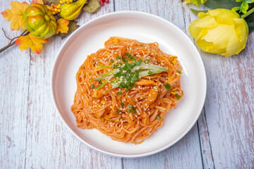 Spicy Noodles, one of the types of Korean food