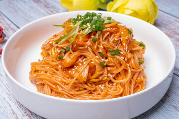 Spicy Noodles, one of the types of Korean food