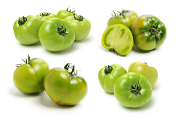 fresh green tomato isolated on white background