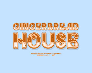 Cute gingerbread font set with 3d letters and numbers for Happy New Year and Christmas decoration and packaging
