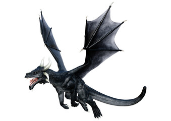 3D Rendering Fairy Tale Dragon on White