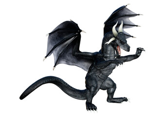 3D Rendering Fairy Tale Dragon on White