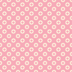 Korean pattern. Pink korean traditional pattern with hand drawn circle, geometric shapes. Asian traditional motif, chinese seamless pattern, japanese repeated background. Vector illustration.