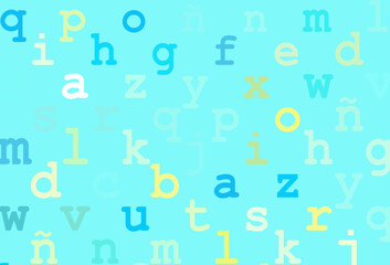 Light blue, yellow vector pattern with ABC symbols.