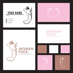 line art female face flower logo design Can be used for beauty salon, decoration, boutique, spa, yoga, cosmetic and skin care products.