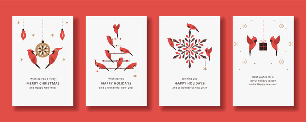 4 Holiday card set of Cardinal design