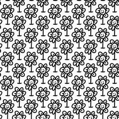 seamless pattern of flower cartoon